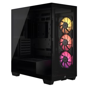 CAA-COR35500XICUELINK-BLK_1 Corsair iCUE LINK 3500X RGB Gaming Case w/ Glass Side & Front, E-ATX, 3x RGB Fans & iCUE LINK Hub, USB-C, Asus BTF Compatible, Black