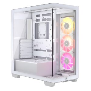 CAA-COR35500XICUELINK-WH_1 Corsair iCUE LINK 3500X RGB Gaming Case w/ Glass Side & Front, E-ATX, 3x RGB Fans & iCUE LINK Hub, USB-C, Asus BTF Compatible, White