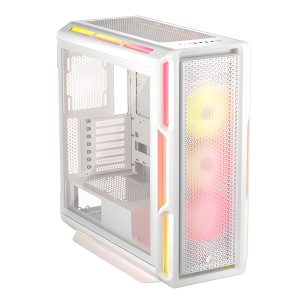 CAA-COR5000TRGB-WH_1 Corsair iCUE LINK 5000T LX RGB Gaming Case w/ Glass Side, E-ATX, 3x RGB Fans & iCUE LINK Hub, RGB Light Strips, USB-C, Asus BTF Compatible, White