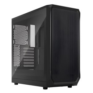 CAA-FRFO2CTG_1 Fractal Design Focus 2 (Black TG) Gaming Case w/ Clear Glass Window, ATX, 2 Fans, Mesh Front, Innovative Shroud System
