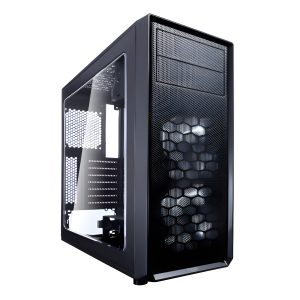 CAA-FRFOGCW_1 Fractal Design Focus G (Black) Gaming Case w/ Clear Window, ATX, 2 White LED Fans, Kensington Bracket, Filtered Front, Top & Base Air Intakes