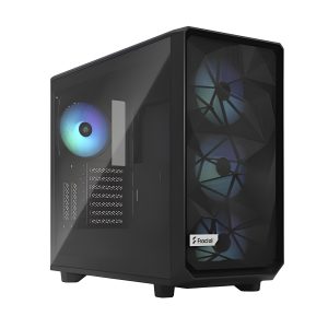 CAA-FRME2LTGRGB_1 Fractal Design Meshify 2 RGB (Black TG) Gaming Case w/ Light Tint Glass Window, E-ATX, Angular Mesh Front, 4 RGB Fans, Fan Hub, Detachable Front Filter, USB-C
