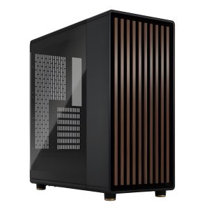 CAA-FRNORDTG_1 Fractal Design North Charcoal Black (TG Dark) Case w/ Dark Tint Glass Window, ATX, 2 Fans, USB-C, Walnut Front