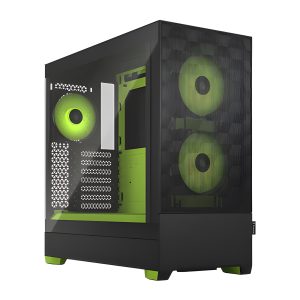 CAA-FRPOPAIRCTGRGB-GN_1 Fractal Design Pop Air RGB (Green Core TG) Gaming Case w/ Clear Glass Window, ATX, Hexagonal Mesh Front, Green Interior/Accents, 3 RGB Fans & ARGB Controller
