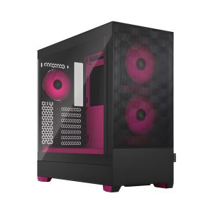 CAA-FRPOPAIRCTGRGB-MA_1 Fractal Design Pop Air RGB (Magenta Core TG) Gaming Case w/ Clear Glass Window, ATX, Hexagonal Mesh Front, Magenta Interior/Accents, 3 RGB Fans & ARGB Controller