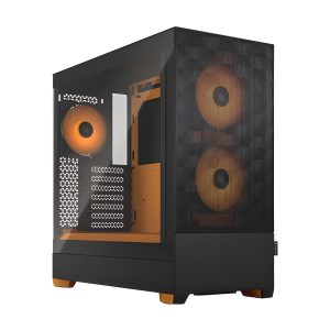 CAA-FRPOPAIRCTGRGB-OR_1 Fractal Design Pop Air RGB (Orange Core TG) Gaming Case w/ Clear Glass Window, ATX, Hexagonal Mesh Front, Orange Interior/Accents, 3 RGB Fans & ARGB Controller