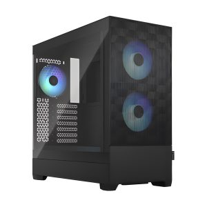 CAA-FRPOPAIRCTGRGB_1 Fractal Design Pop Air RGB (Black TG) Gaming Case w/ Clear Glass Window, ATX, Hexagonal Mesh Front, 3 RGB Fans & ARGB Controller
